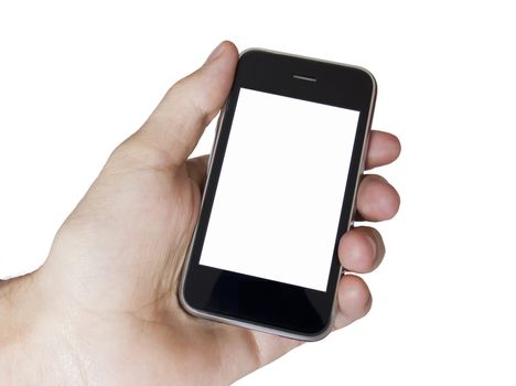 White screen on a Modern touch screen popular phone mobile