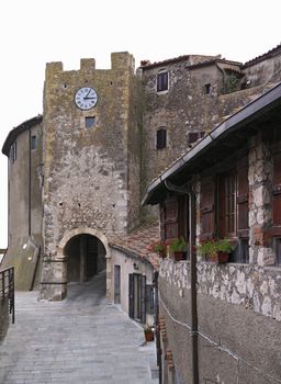 italy, tuscany, Capalbio (Grosseto), view of the entrance gate  to the old part of the town