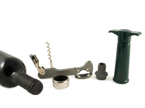 Winery equipment grouped together, isolated towards white background