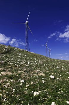 ITALY, Sicily, Francofonte/Catania province, countryside, Eolic energy turbines