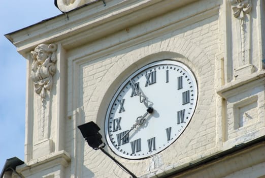 Street clock on the building of Privolzhskaya railway - branch of JSC "RZD"