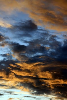 A portrait format image of mid summer sunset and clouds.