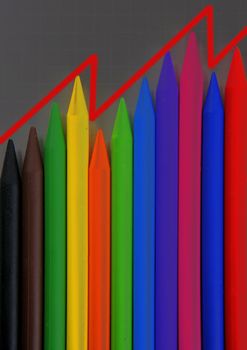 Color pencils graphic chart, earnings report history