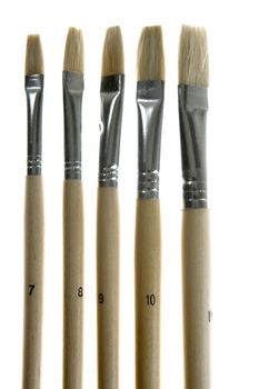 brushes of different thicknesses and sizes for painting