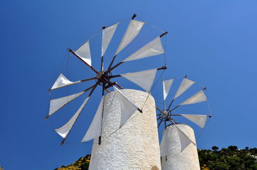 Travel photography: traditional wind mills in the Lassithi plateau, Crete.