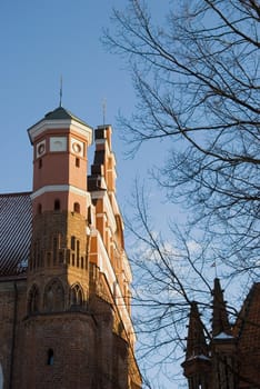 Nice architectural view. Towers of Bernardine church of Vilnius in Lithuania.