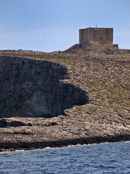 Santa Maria Tower on the little island of Comino in Malta