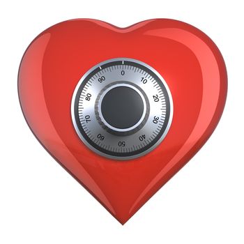 Heart with combination lock (isolated)