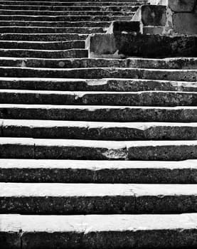 Abstract monochrome image of medieval stone steps