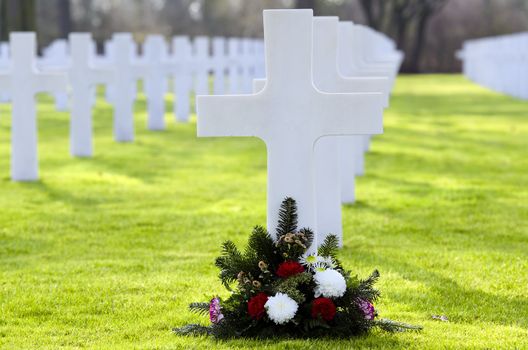 a cross with no name,in a cimetery of the second mondial war