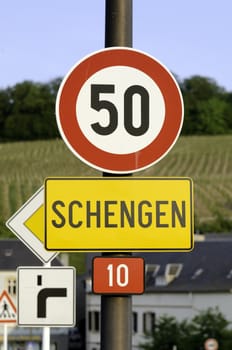 sign for the town of Schengen