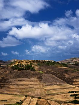 One of the many hills of Gozo as seen from the medieval Citadel