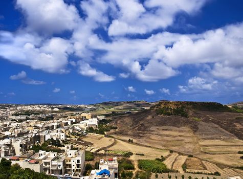 General landscape view of Gozo as seen from the citadel bastions