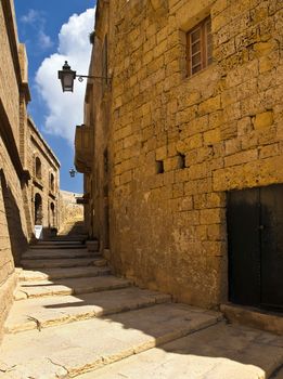 One of the medieval streets in the citadel in Gozo