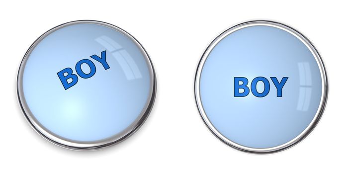 blue button with blue word boy - chrome bordering