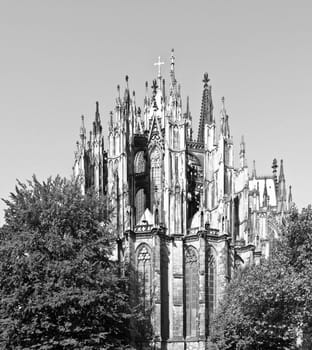 Koelner Dom, gothic cathedral church in Koeln (Cologne), Germany - rectilinear frontal view