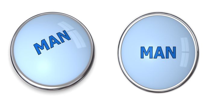 blue button with blue word man - chrome bordering