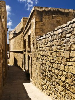One of the medieval streets in the citadel in Gozo
