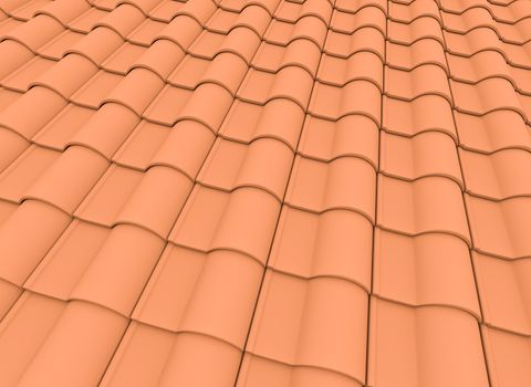 Orange roof tiles. 3D render.