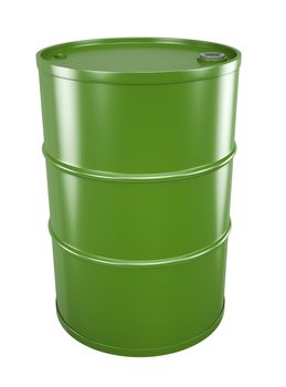 Green oil barrel. 3D rendered image.