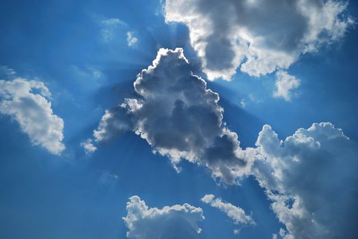 relief picturesque clouds are in blue sky