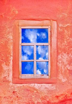 window of country house  with a  sky view 