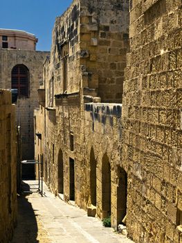 One of the medieval streets in the citadel in Gozo