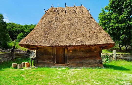 cabin of poor peasant in a national park Pirogovo (Ukraine)