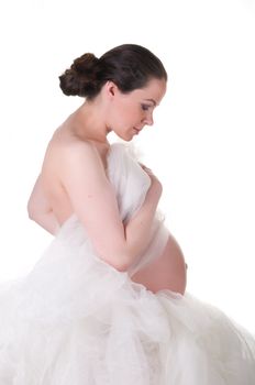 Shot of beautiful pregnant woman isolated on white