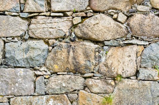 Stone wall showing much detail and texture