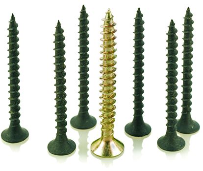 group of black screws and one brass angled screw