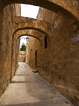 One of the medieval streets in the citadel in Gozo