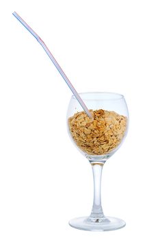 Cocktail: glass with porridge oats and straw