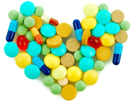 some different pills as a form heart 
