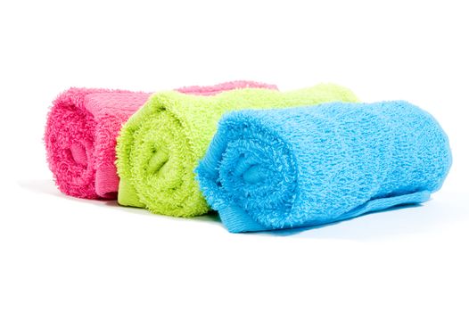 Soft cotton towels isolated on a white

