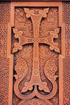 Architectural detail, part of a decor traditional ancient armenian decorative pattern