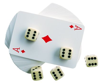 playing-cards on a white background are a risk