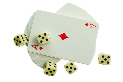 playing-cards on a white background are a risk