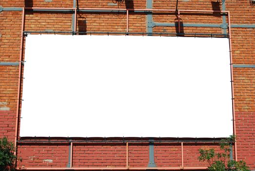 blank billboard announcement on a brick building