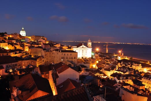 beautiful landscape view on Lisbon during sunset