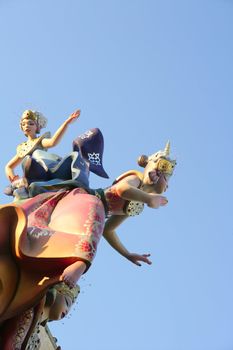 Fallas from Valencia, typical Spain celebration with cartoon colorful funny figures