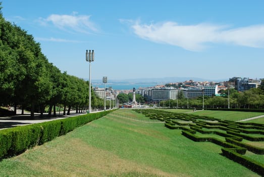 beautiful garden on Eduardo VII Park, Portugal