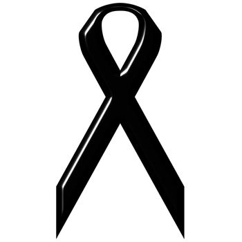 Black sorrow ribbon isolated in white