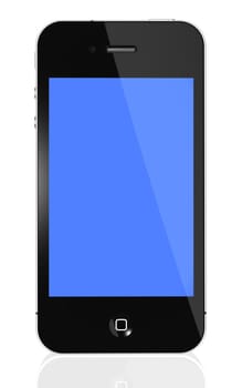 Modern touch screen phone isolated on white background Clipping path for screen included