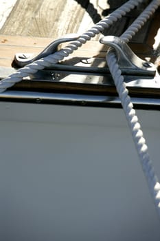 Boats details on mediterranean marina, Spain