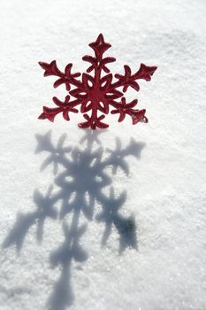 Christmas red star in a snow day. Xtmas card