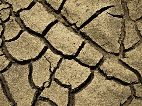 Detail and texture of dry and arid riverbed