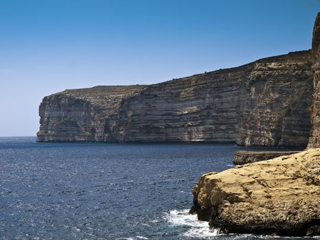 Beautiful cliff face at Xlendi in Gozo in Malta