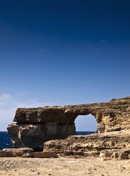 The Azure Window is a unique massive geologic formation in Gozo in Malta