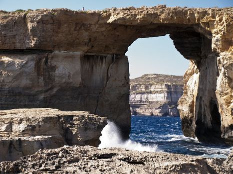 The Azure Window is a unique massive geologic formation in Gozo in Malta